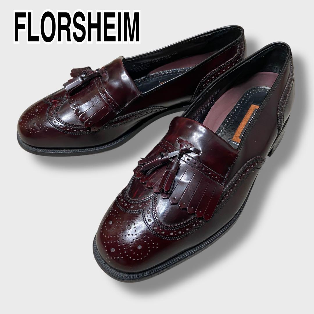 ☆FLORSHEIMフローシャイム☆フリンジタッセルローファー☆US9☆革靴☆