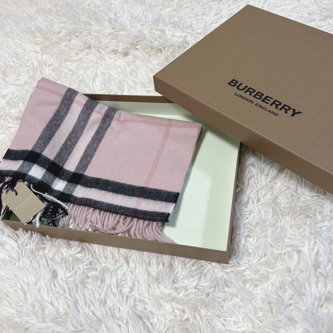《新品未使用》バーバリー マフラー メガチェック ピンク カシミヤ ノバチェック