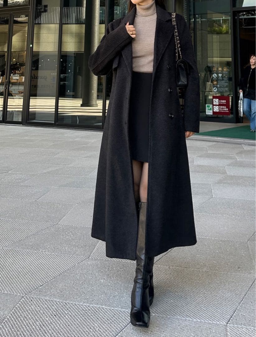 【Louere ルエレ】ウエストシェイプフレアチェスターコート