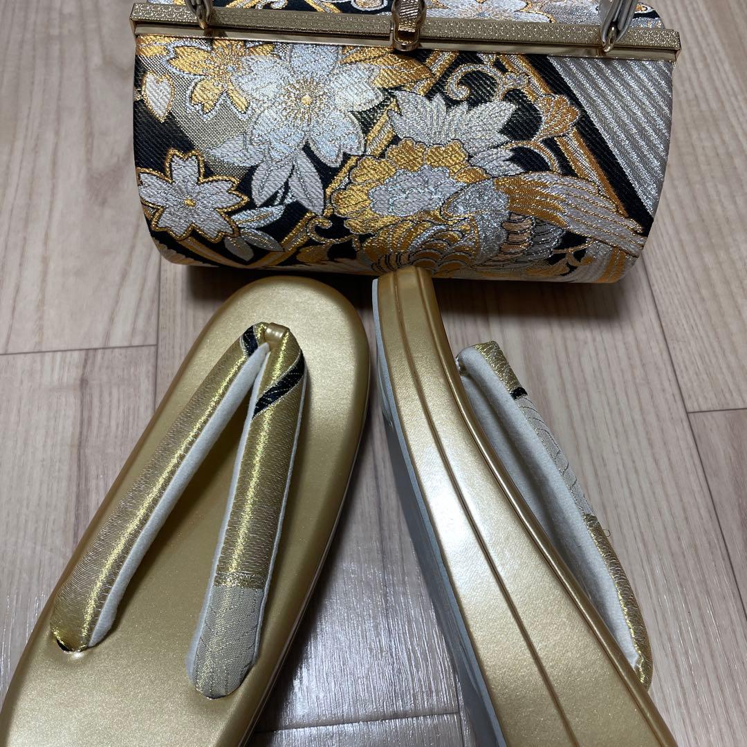 和装用バッグとゴールド草履のセット