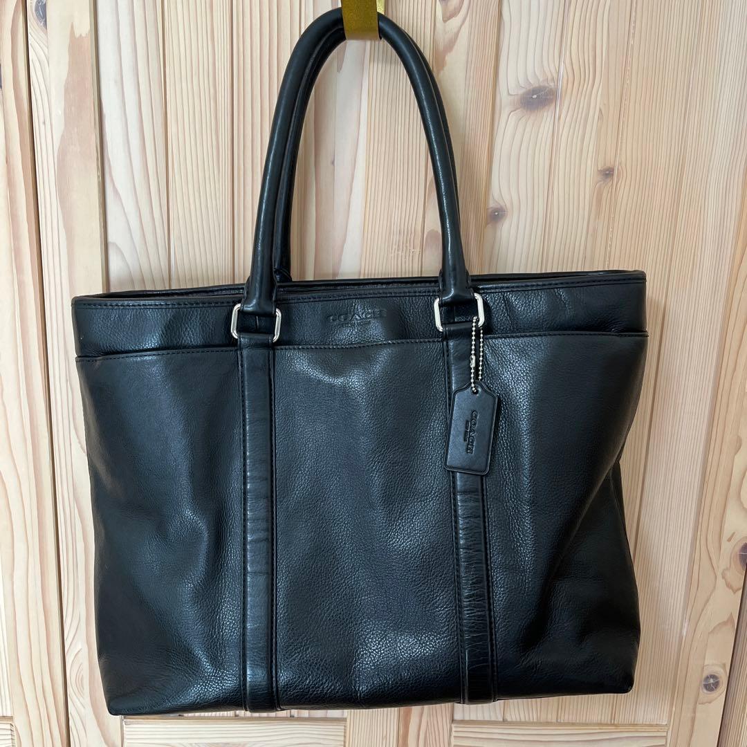 COACH、黒 レザー トートバッグ