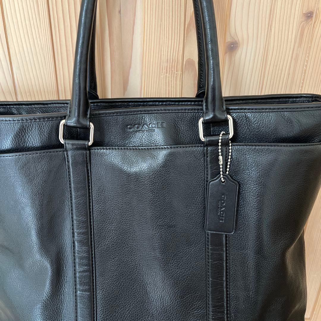 COACH、黒 レザー トートバッグ