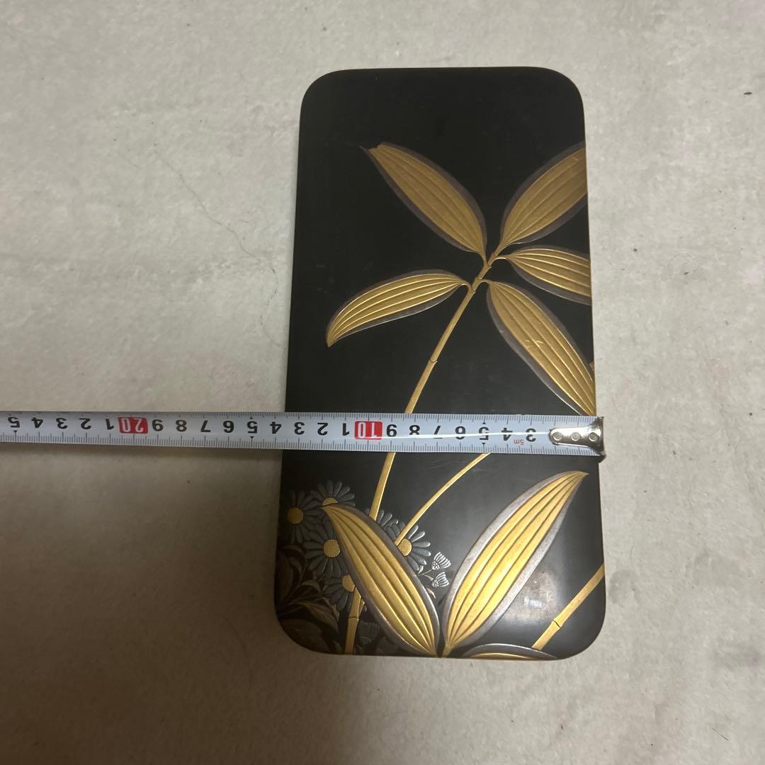 漆器 文箱 金色植物模様