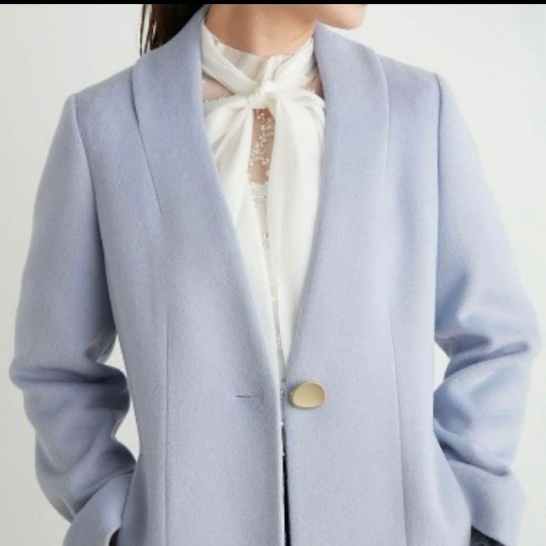 美品【送料込】Lily Brown チェスターコート0(S)ブルー ロングコート