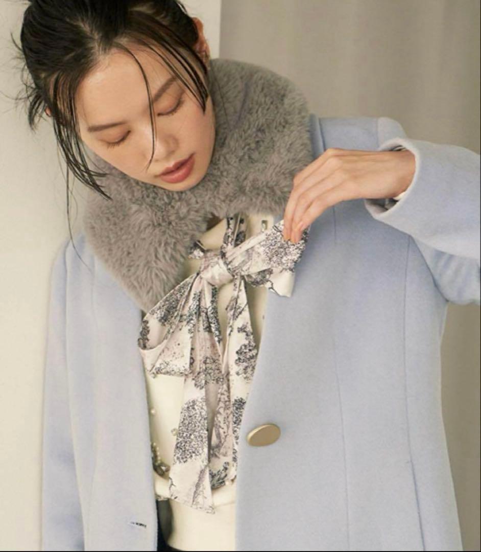 美品【送料込】Lily Brown チェスターコート0(S)ブルー ロングコート