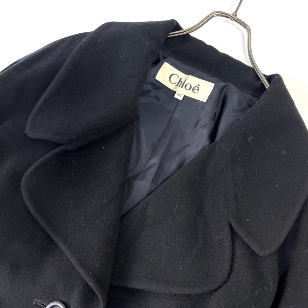 【希少デザイン】クロエ ウールコート ピーコート ジャケット ブラック 40