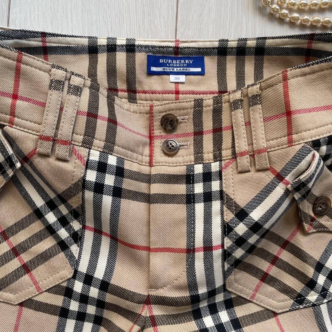 超美品本物バーバリーブルーレーベル上質ウールチェック柄ショートパンツ♫超オシャレ