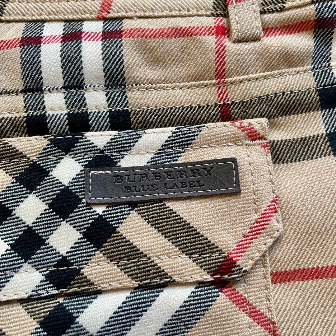 超美品本物バーバリーブルーレーベル上質ウールチェック柄ショートパンツ♫超オシャレ