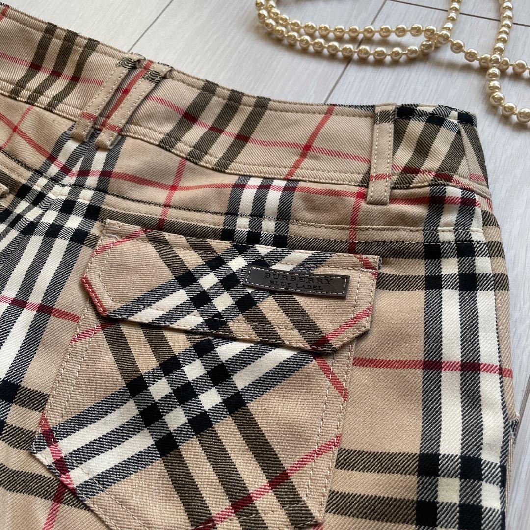 超美品本物バーバリーブルーレーベル上質ウールチェック柄ショートパンツ♫超オシャレ