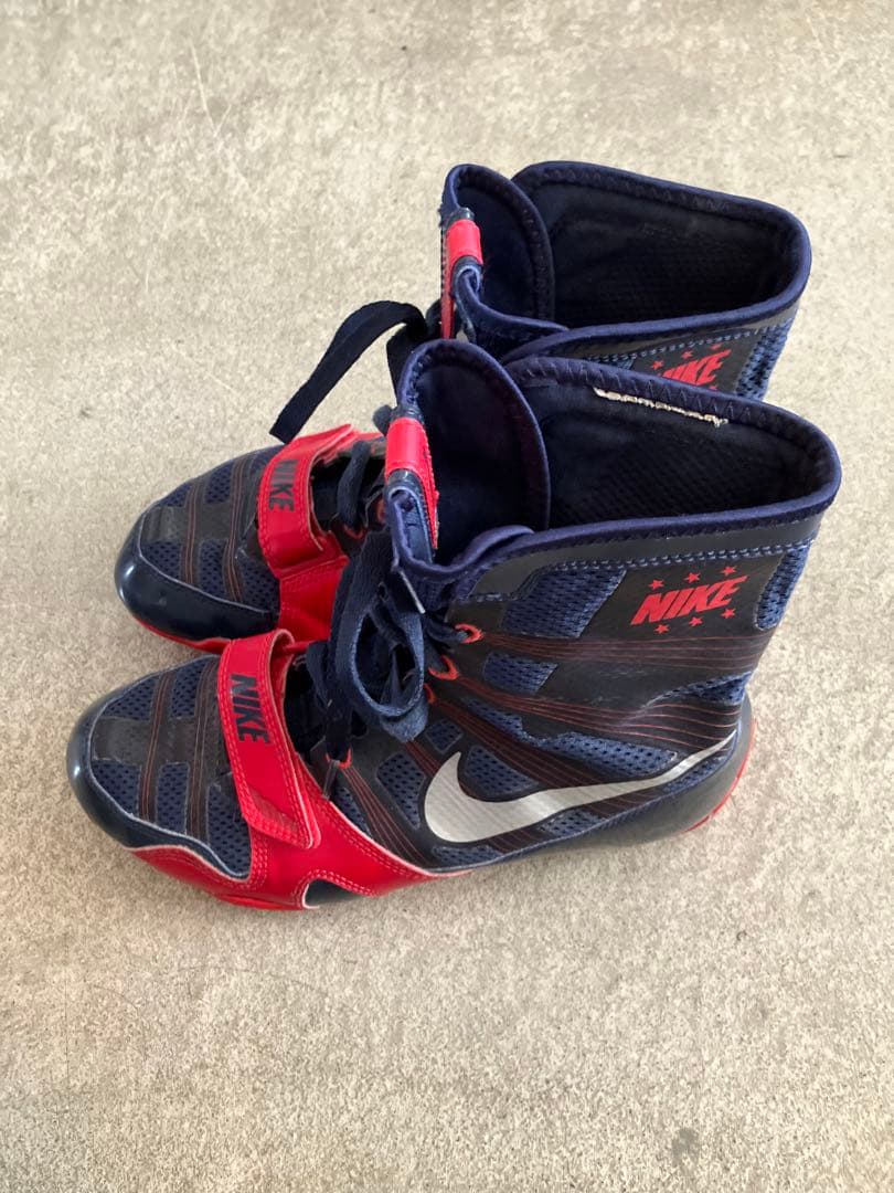 NIKE ハイパーKO ボクシングシューズ ネイビー/レッド 25㎝