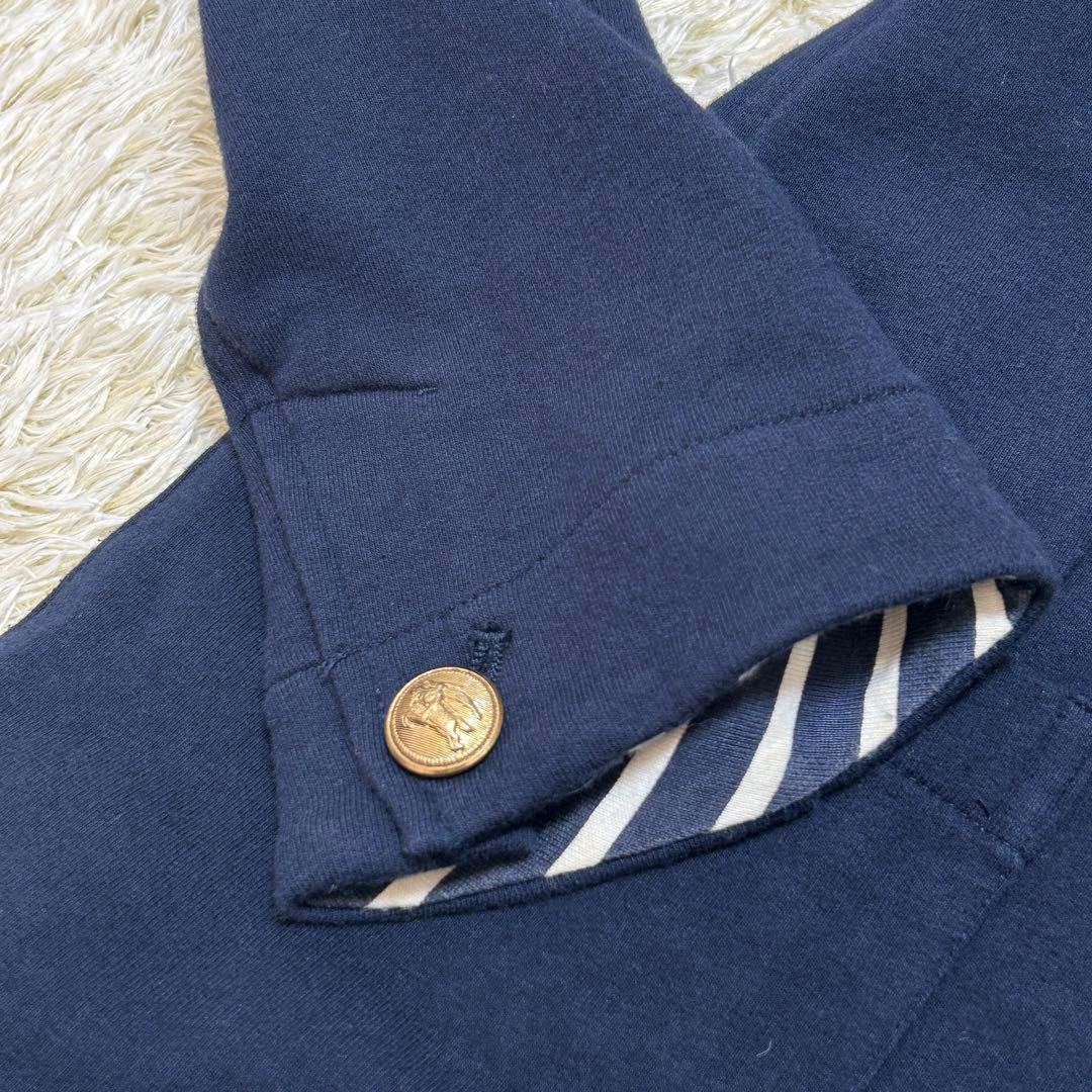 【金ボタンL】バーバリーブラックレーベル　テーラードジャケット　ホース　紺　伸縮