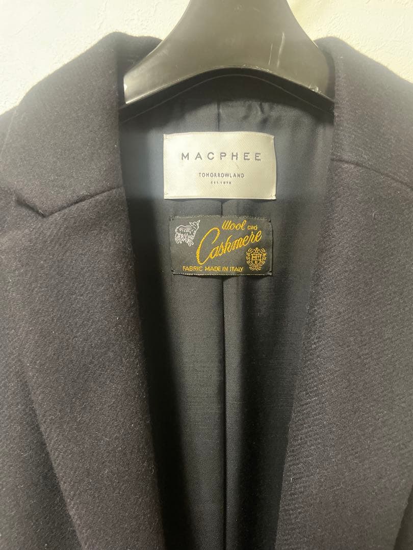 MACPHEE チェスターコート 無地濃紺 TOMORROWLAND