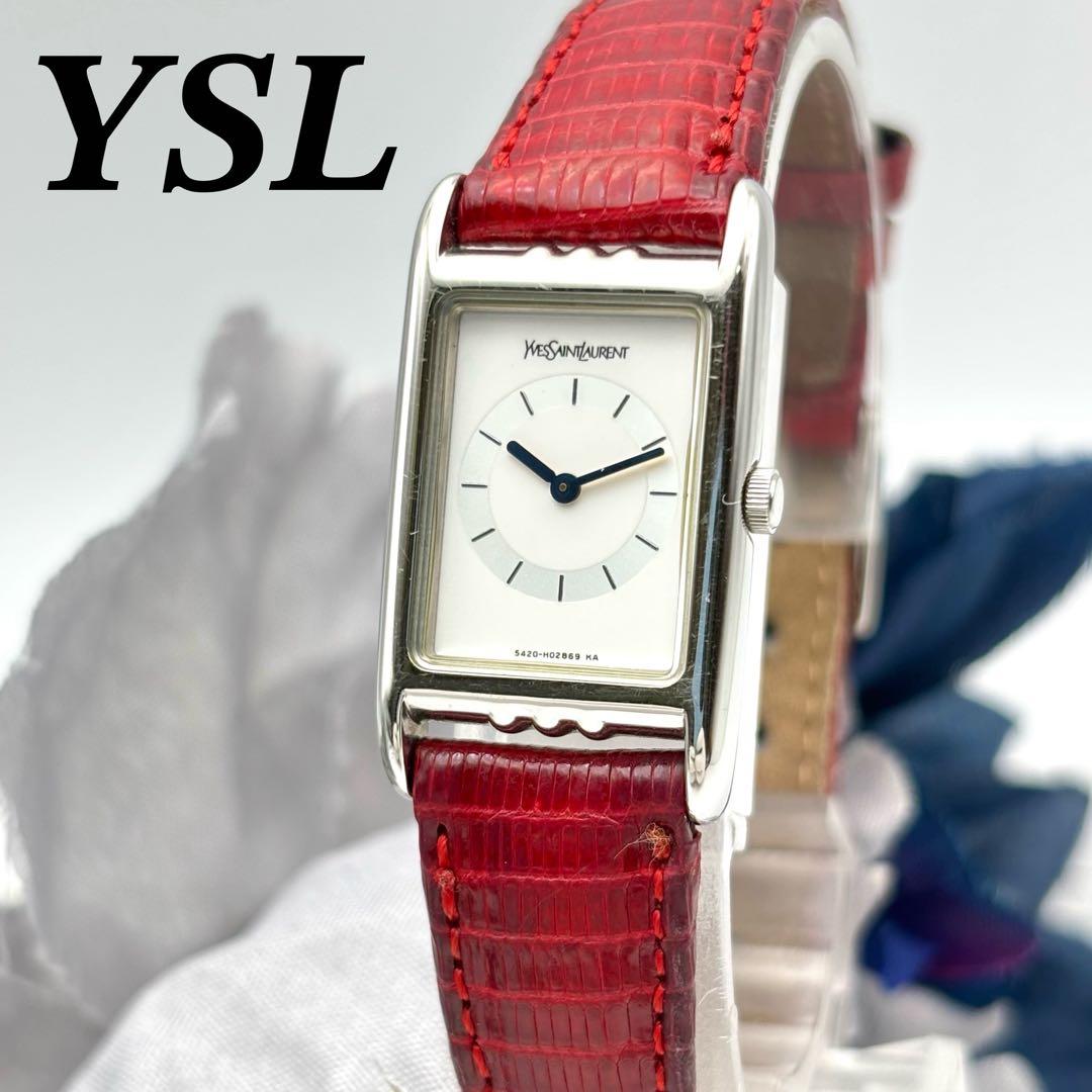 美品✨イヴサンローラン YSL レディース腕時計 レクタンギュラー 純正ベルト