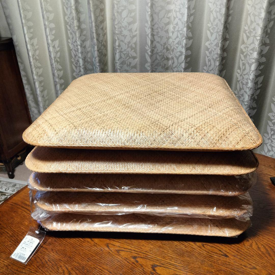 鹿田産業 籐本手織り網代編み籐座布団5枚組　未使用保管品購入¥105.000