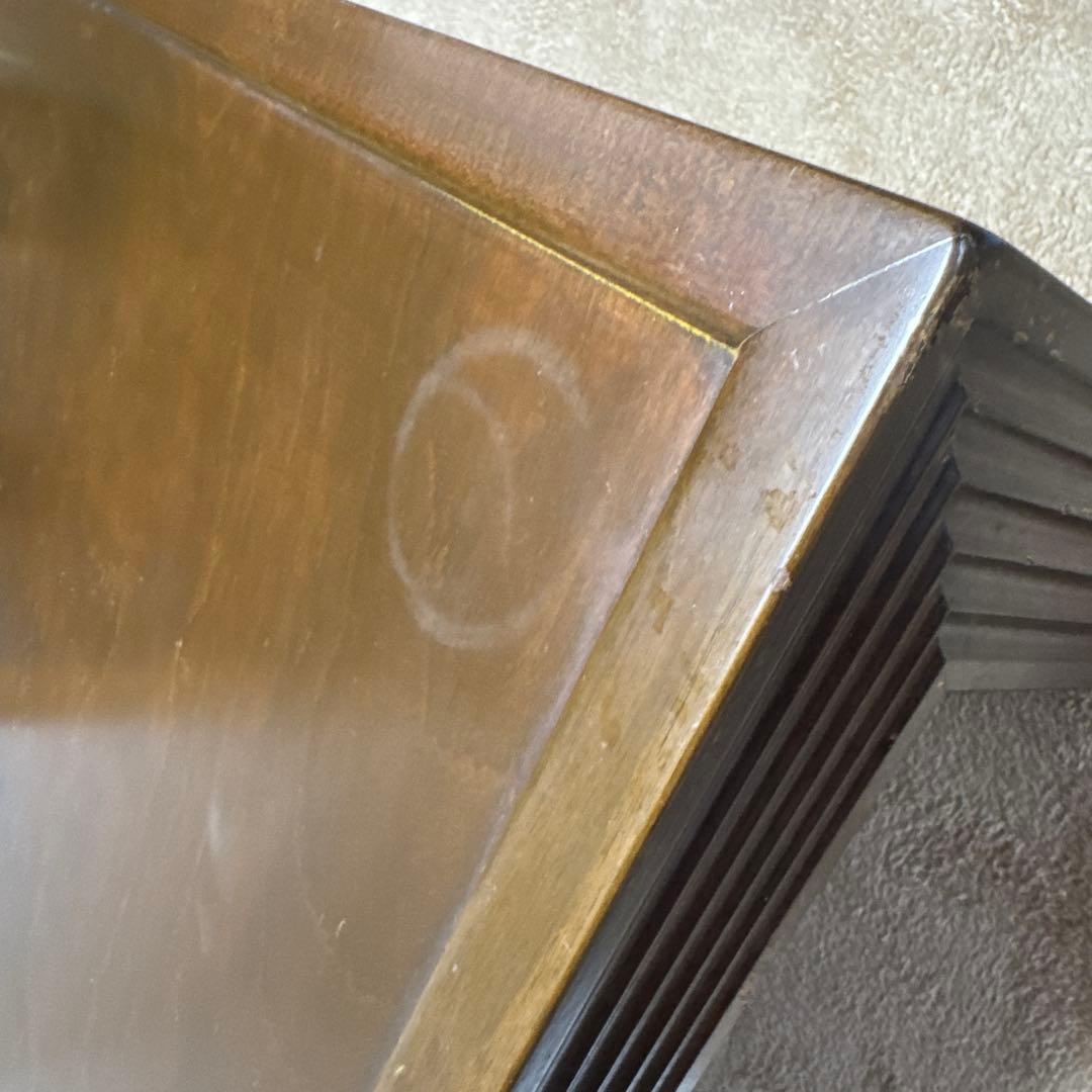 木製座卓 ダークブラウン リブ付き