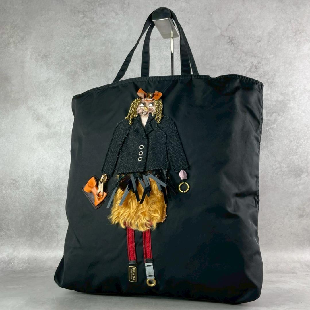 希少✨プラダ トートバッグ パッチワーク ロボット リボン 大容量 ナイロン