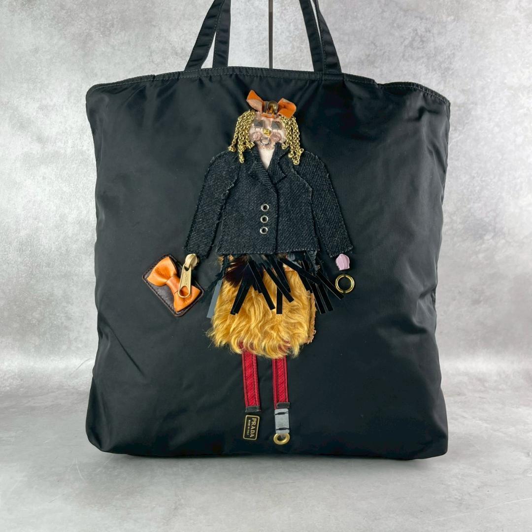 希少✨プラダ トートバッグ パッチワーク ロボット リボン 大容量 ナイロン