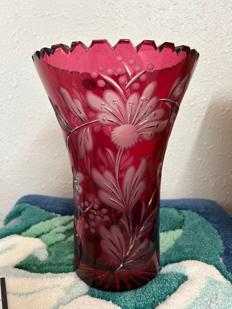 【新品未使用】König ケニッヒ クリスタルガラス 切子 花瓶 フラワーベース