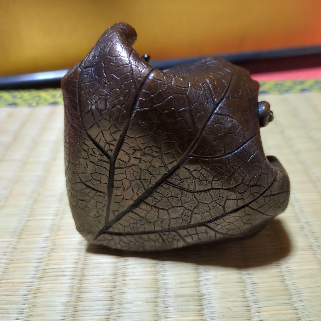 高岡銅器、蓮型筆洗い月真銘