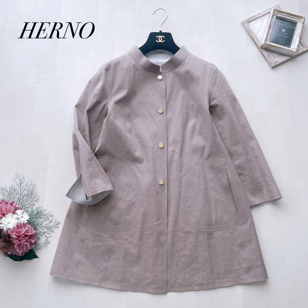 美品✨ヘルノ スプリングコート ジャケット リバーシブル 金ボタン ロゴ 42