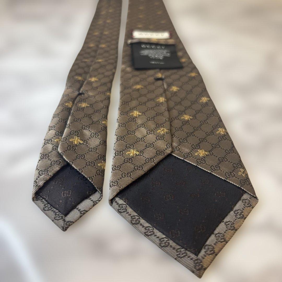 【極美品✨】GUCCI ネクタイ　GG 蜂　ビー　ブラウン系