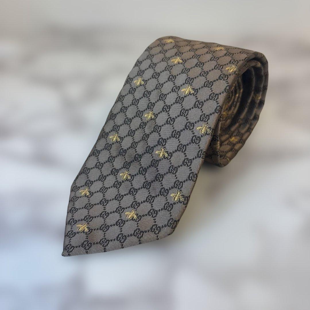 【極美品✨】GUCCI ネクタイ　GG 蜂　ビー　ブラウン系