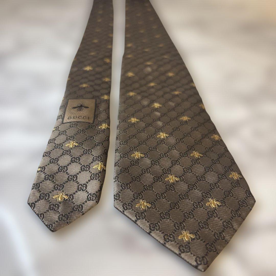 【極美品✨】GUCCI ネクタイ　GG 蜂　ビー　ブラウン系