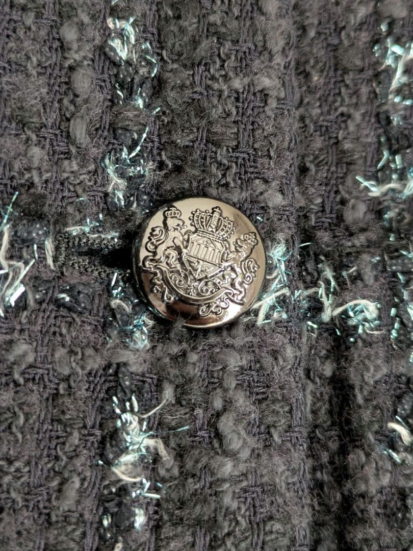 美品 theory luxe 23AW ツイードラメ ノーカラージャケット 38