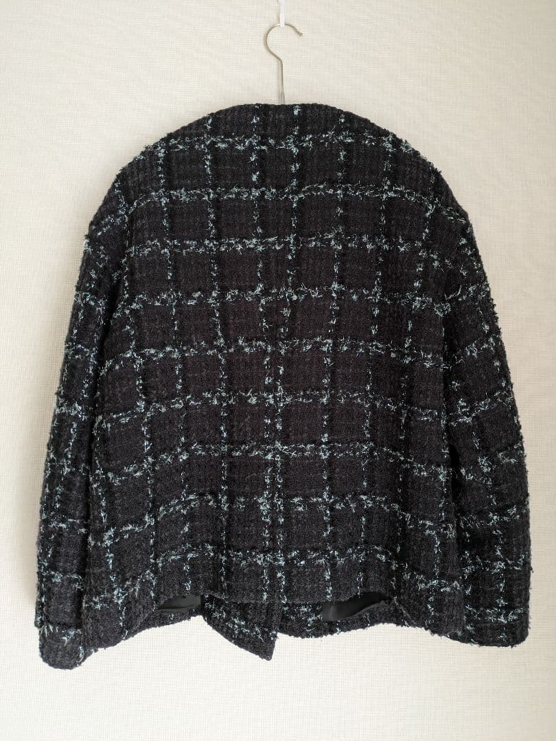 美品 theory luxe 23AW ツイードラメ ノーカラージャケット 38