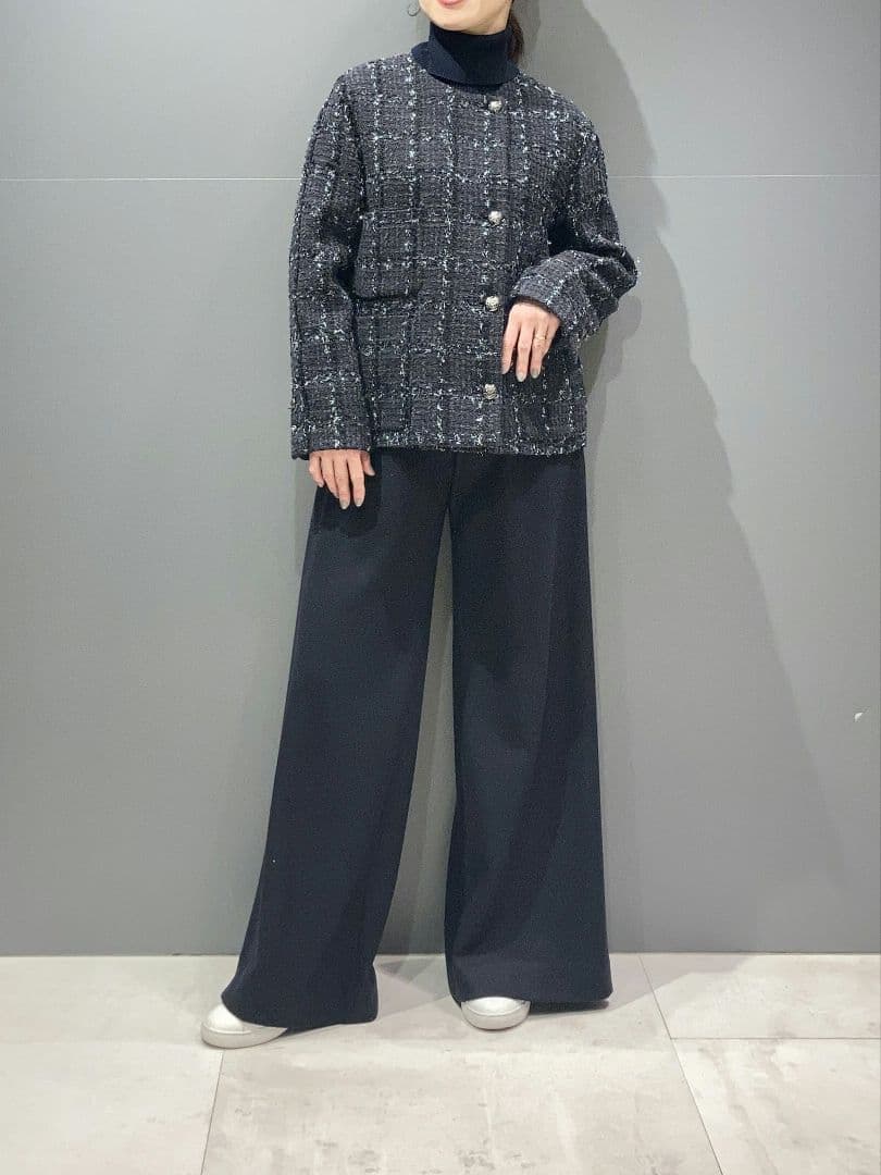 美品 theory luxe 23AW ツイードラメ ノーカラージャケット 38