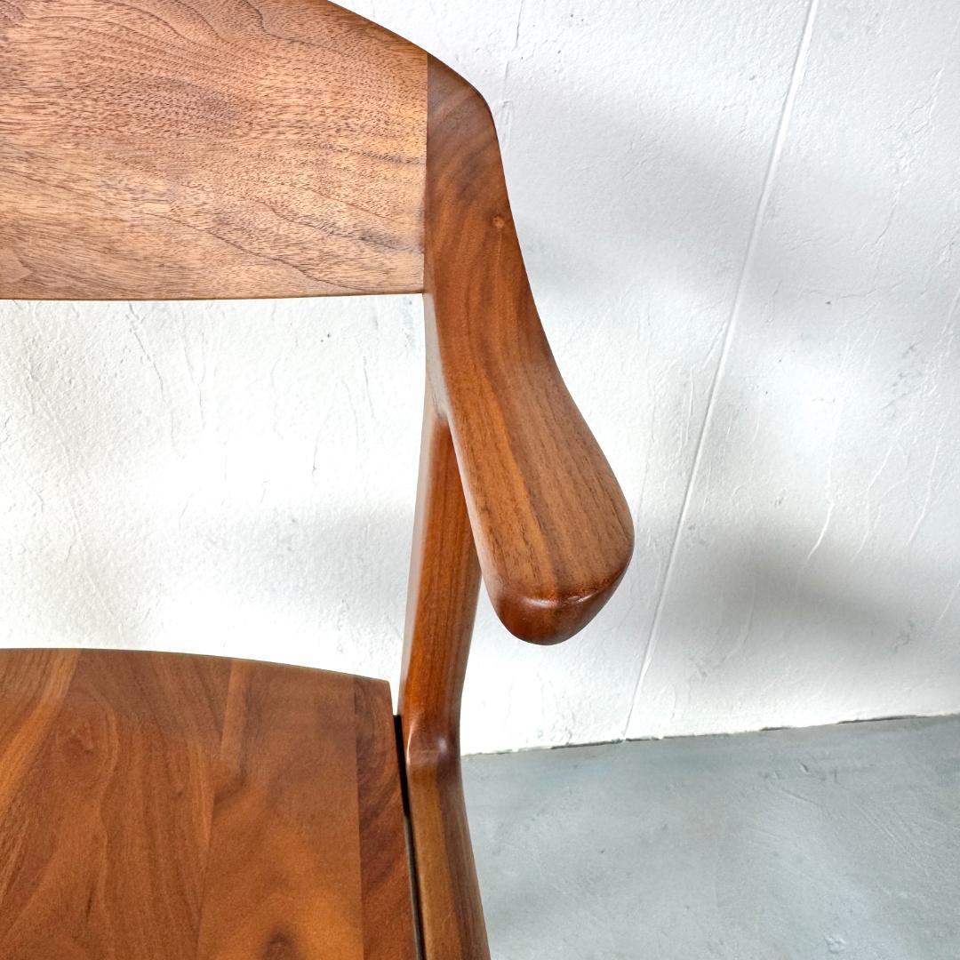 美品 ナガノインテリア DC354-1WU ウォールナット アームチェア 板座