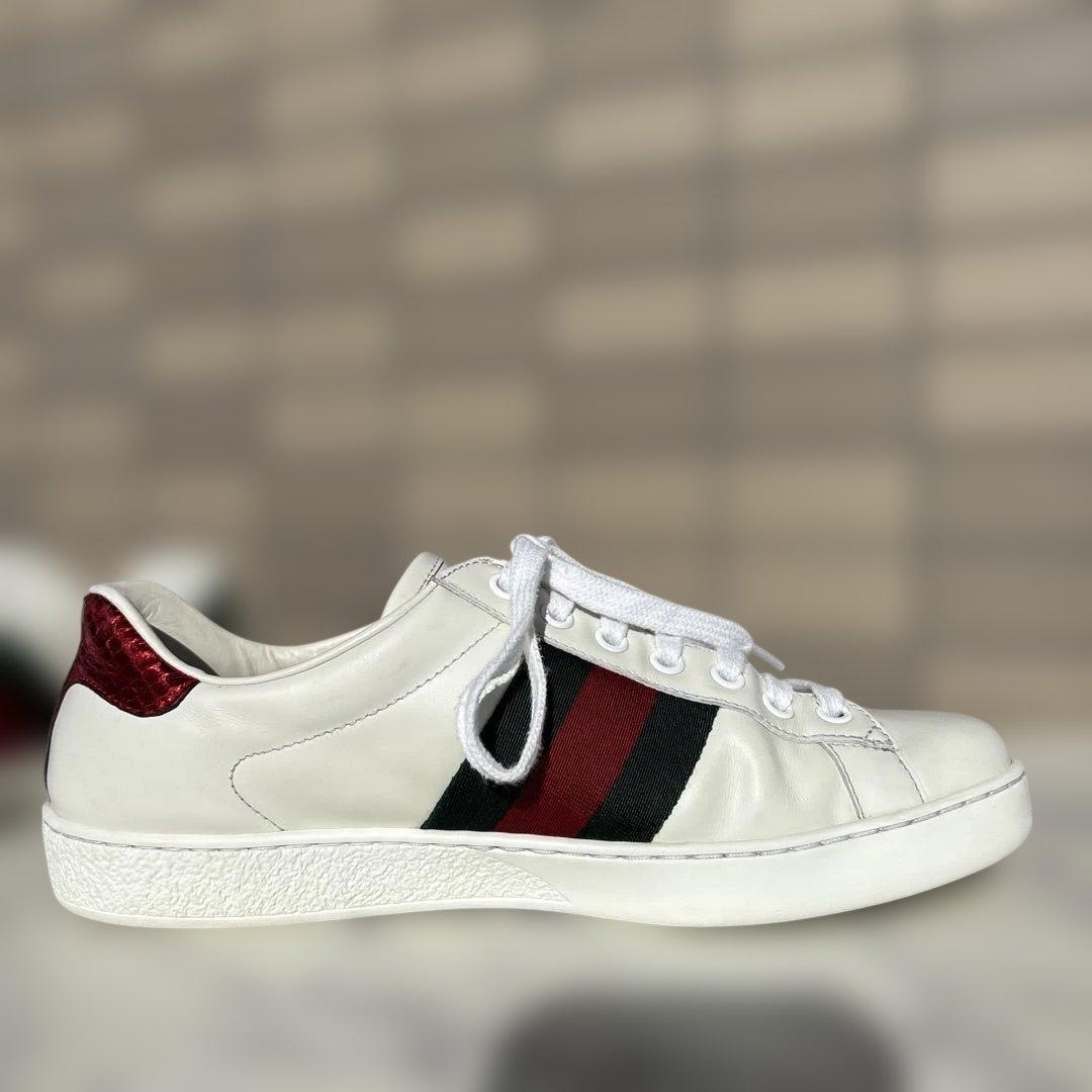 GUCCI シェリーライン　スネーク刺繍 レザースニーカー　シューズ　グッチ