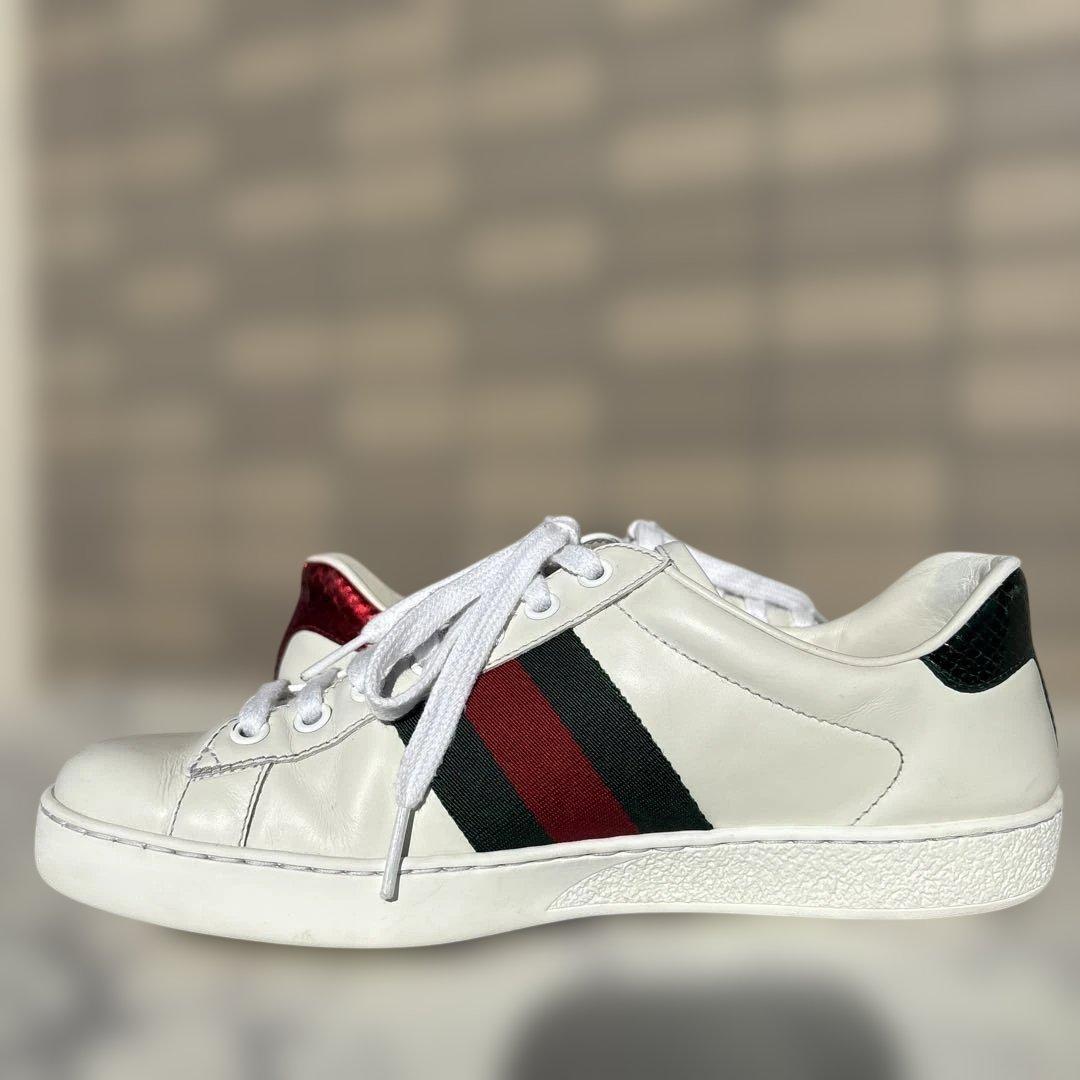 GUCCI シェリーライン　スネーク刺繍 レザースニーカー　シューズ　グッチ