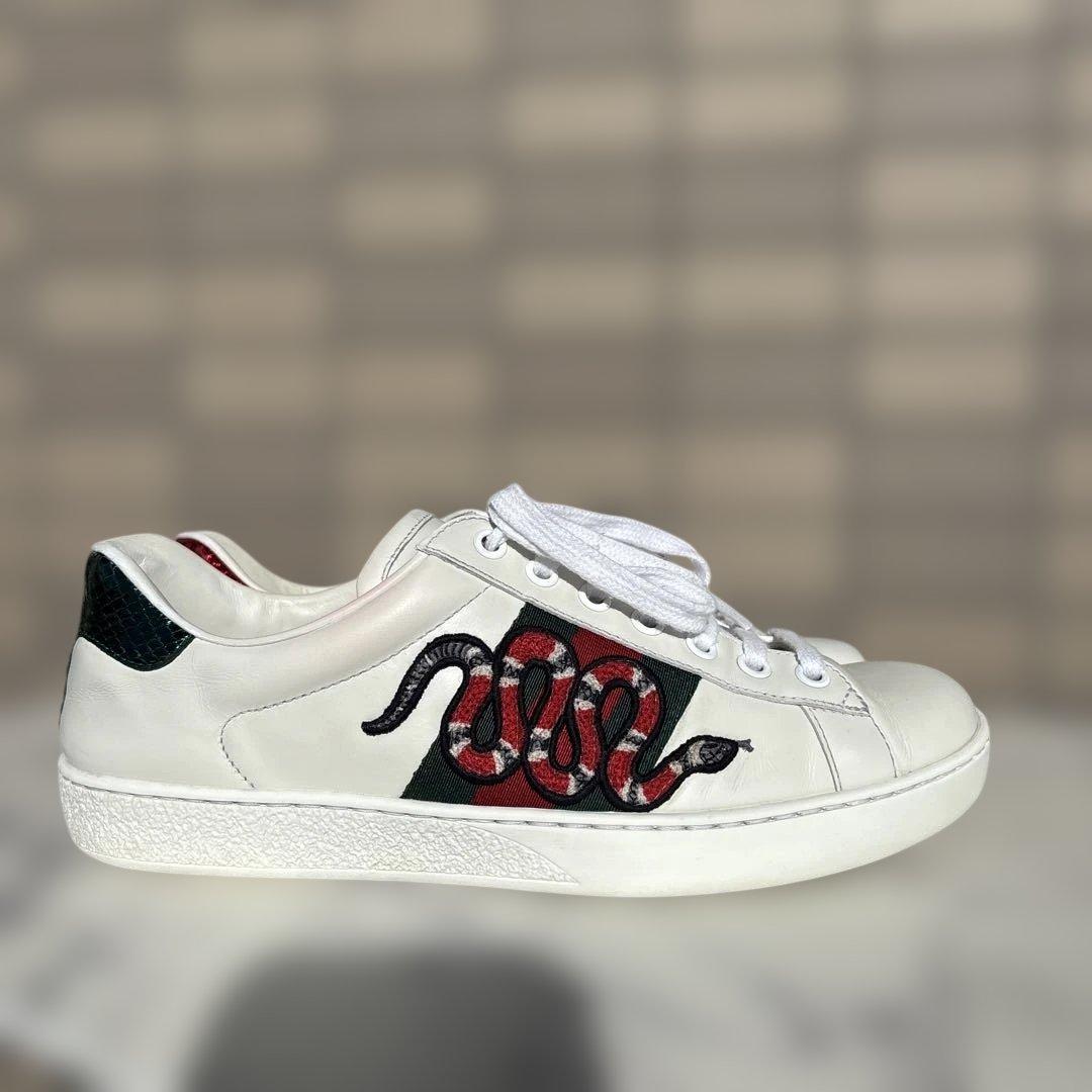 GUCCI シェリーライン　スネーク刺繍 レザースニーカー　シューズ　グッチ