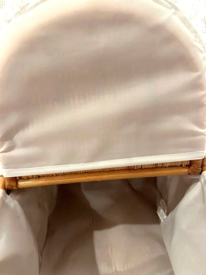 【新品未使用】さえらヒスクローネかごホワイトレースバスケット