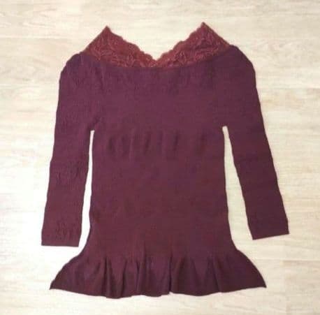 新品　チャコット　ノーソーイングニットトップ M ワインレッド　社交ダンス