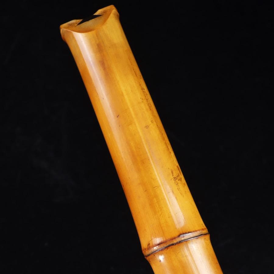 Y3273-3 琴古流 尺八 隆風銘 銀三線 全長48㎝ 竹製 　EE