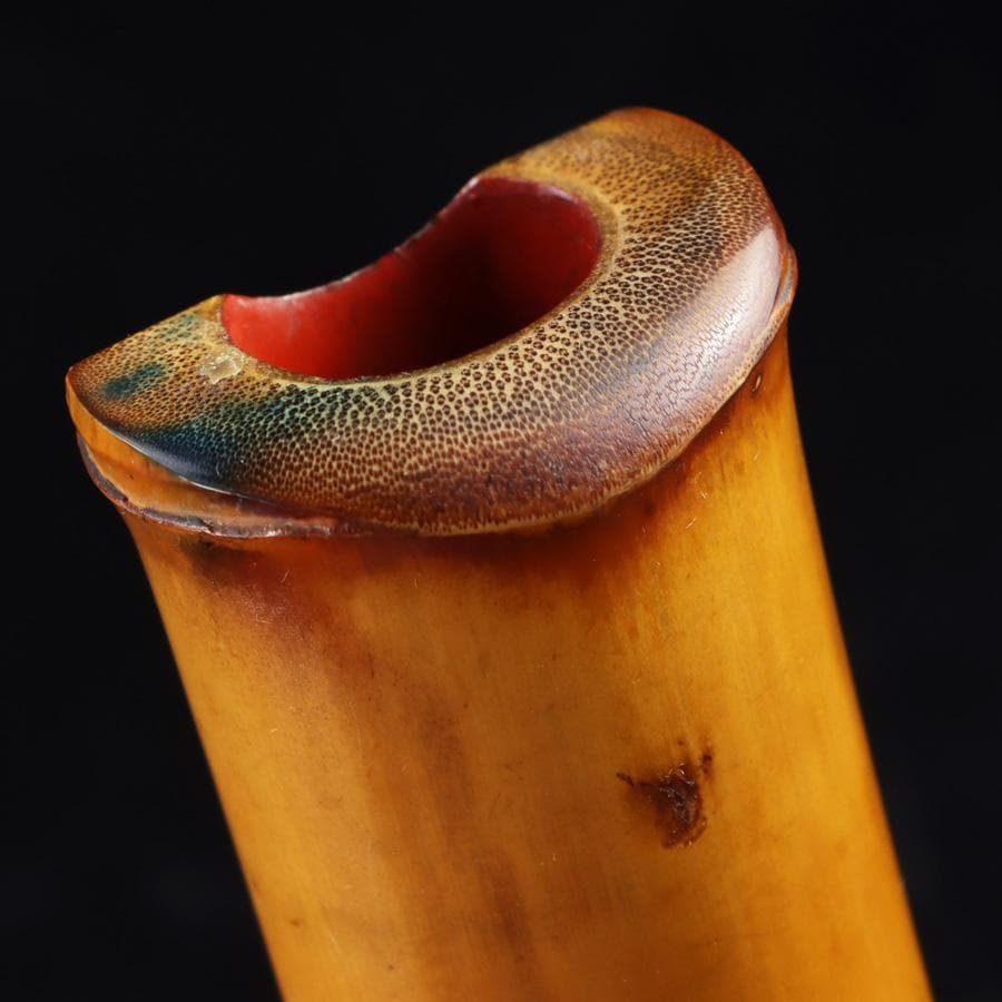 Y3273-3 琴古流 尺八 隆風銘 銀三線 全長48㎝ 竹製 　EE