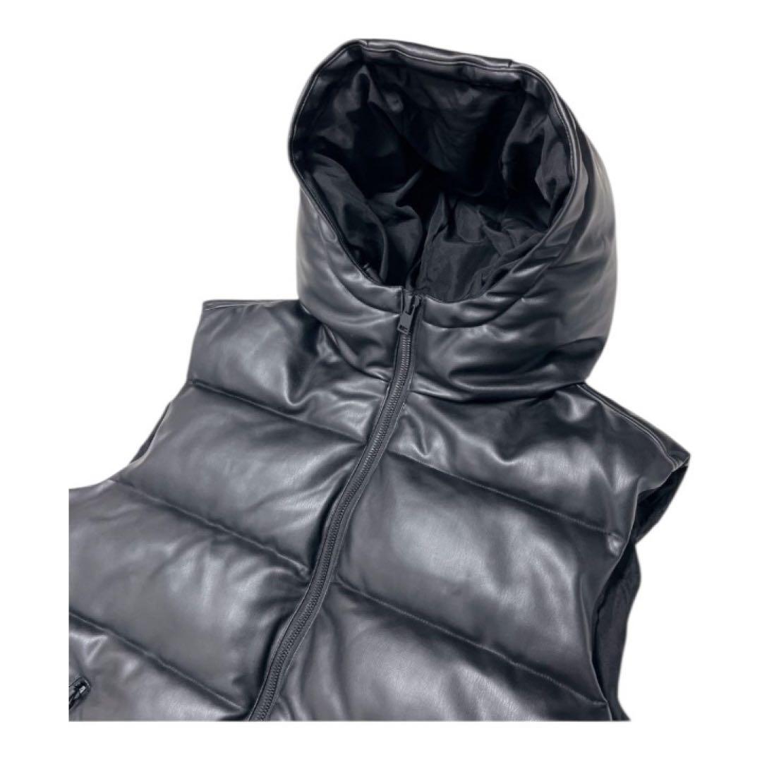 ZARA 希少 完売品 フェイク レザー ダウンベスト XLサイズ　パフベスト