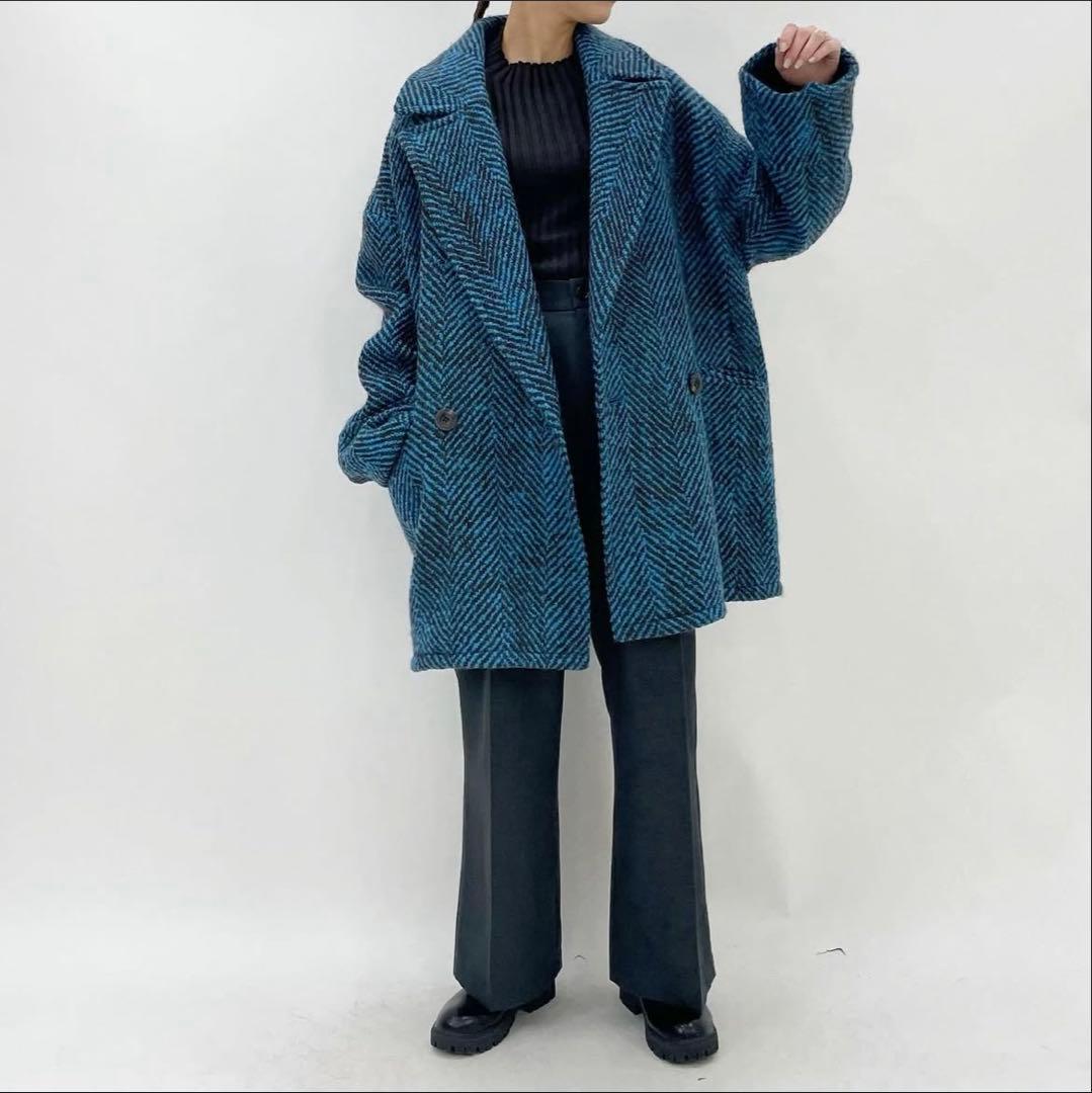 ジャケット・アウター cafune big herringbone double coat