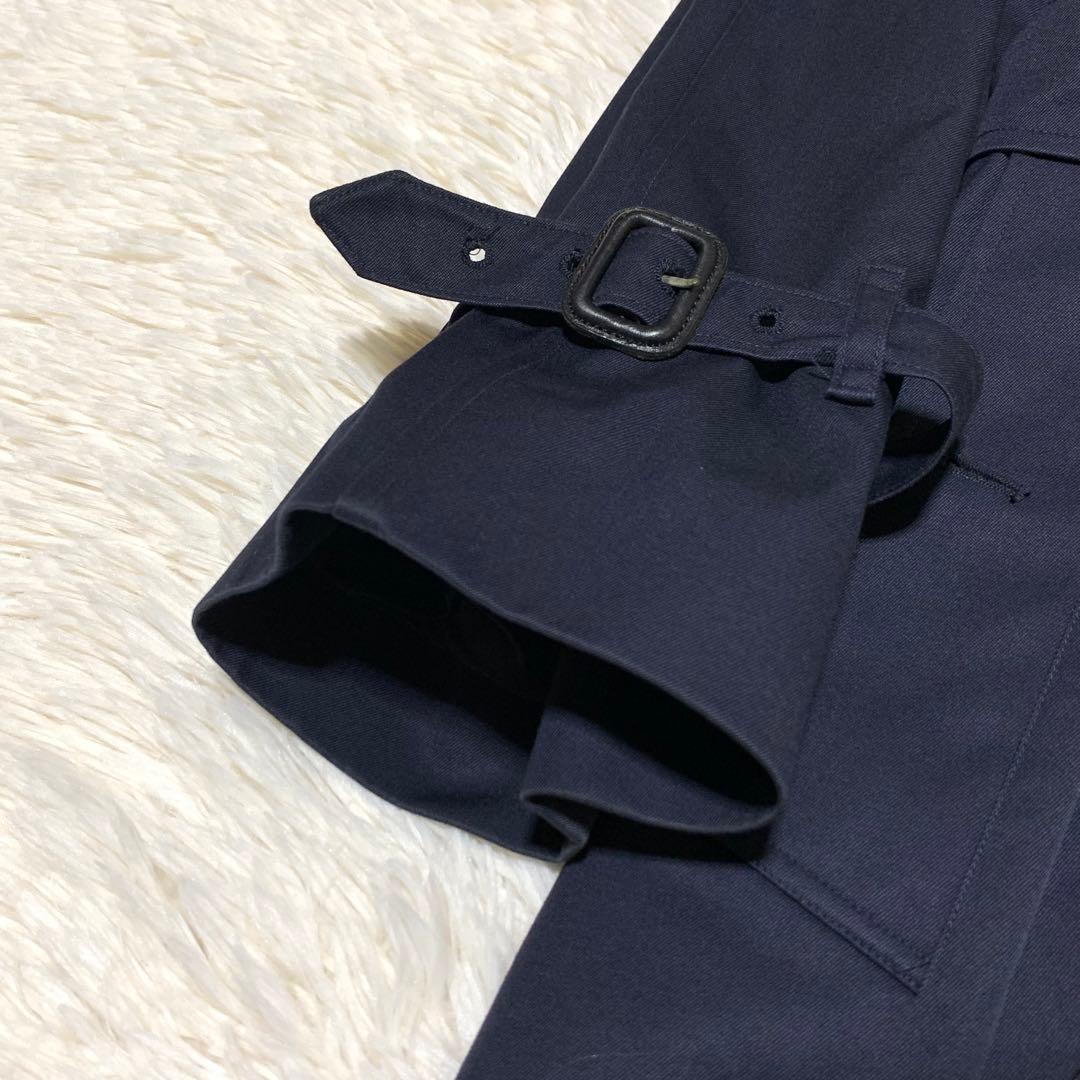 美品　バーバリーズ　トレンチコート　マキシ丈　チェック　ベルト　ネイビー