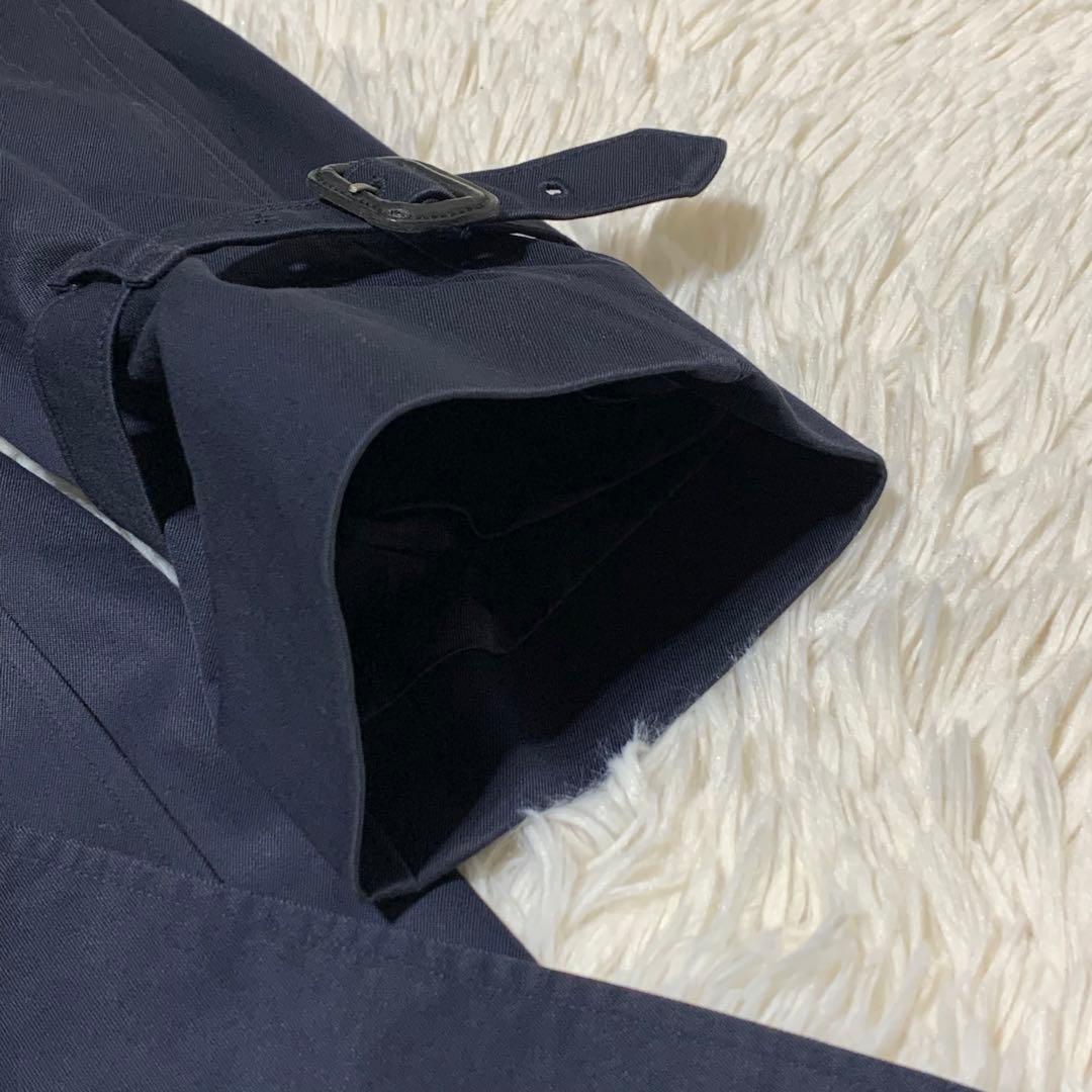 美品　バーバリーズ　トレンチコート　マキシ丈　チェック　ベルト　ネイビー