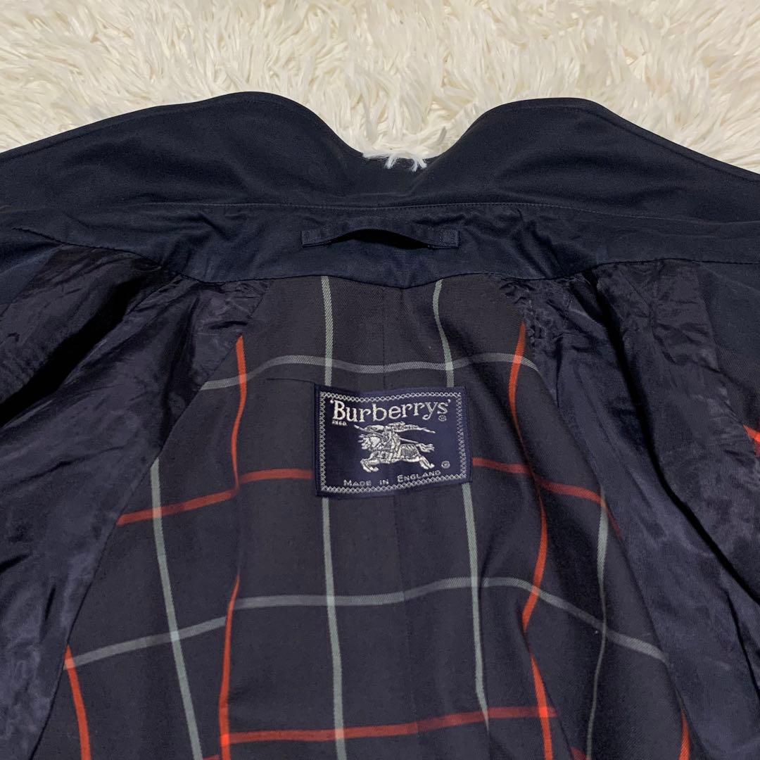 美品　バーバリーズ　トレンチコート　マキシ丈　チェック　ベルト　ネイビー
