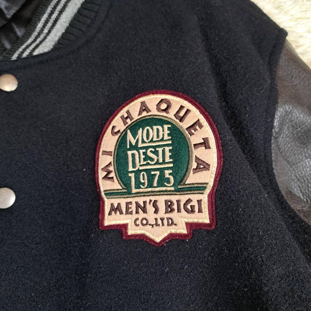 希少　メンズビギ 幻の スタジャン 80s アーチロゴ 日本製 レザー L