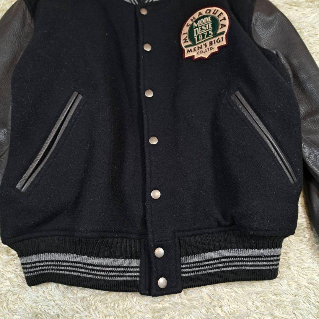 希少　メンズビギ 幻の スタジャン 80s アーチロゴ 日本製 レザー L