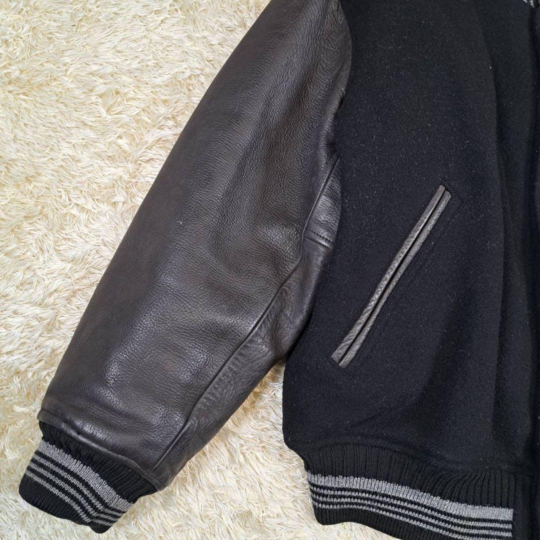 希少　メンズビギ 幻の スタジャン 80s アーチロゴ 日本製 レザー L