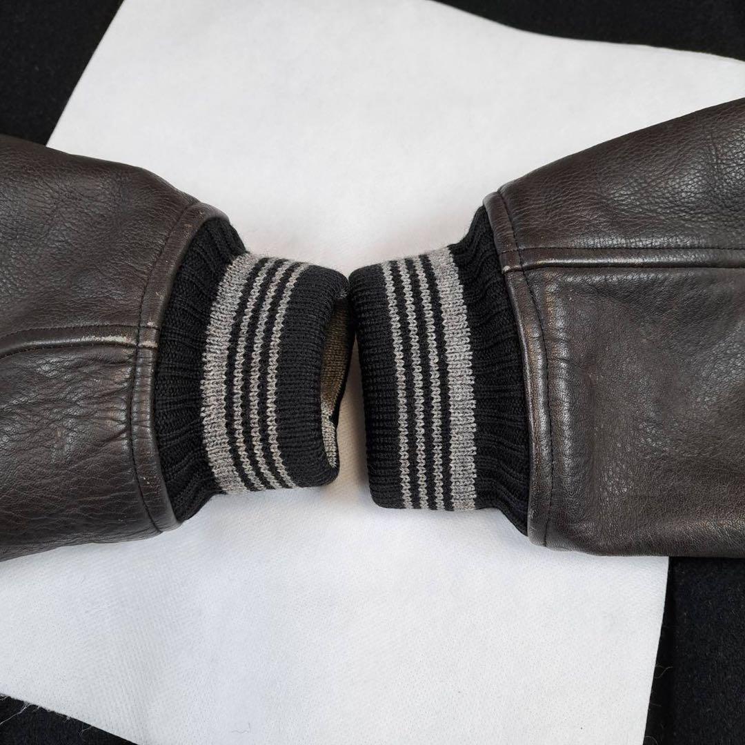 希少　メンズビギ 幻の スタジャン 80s アーチロゴ 日本製 レザー L