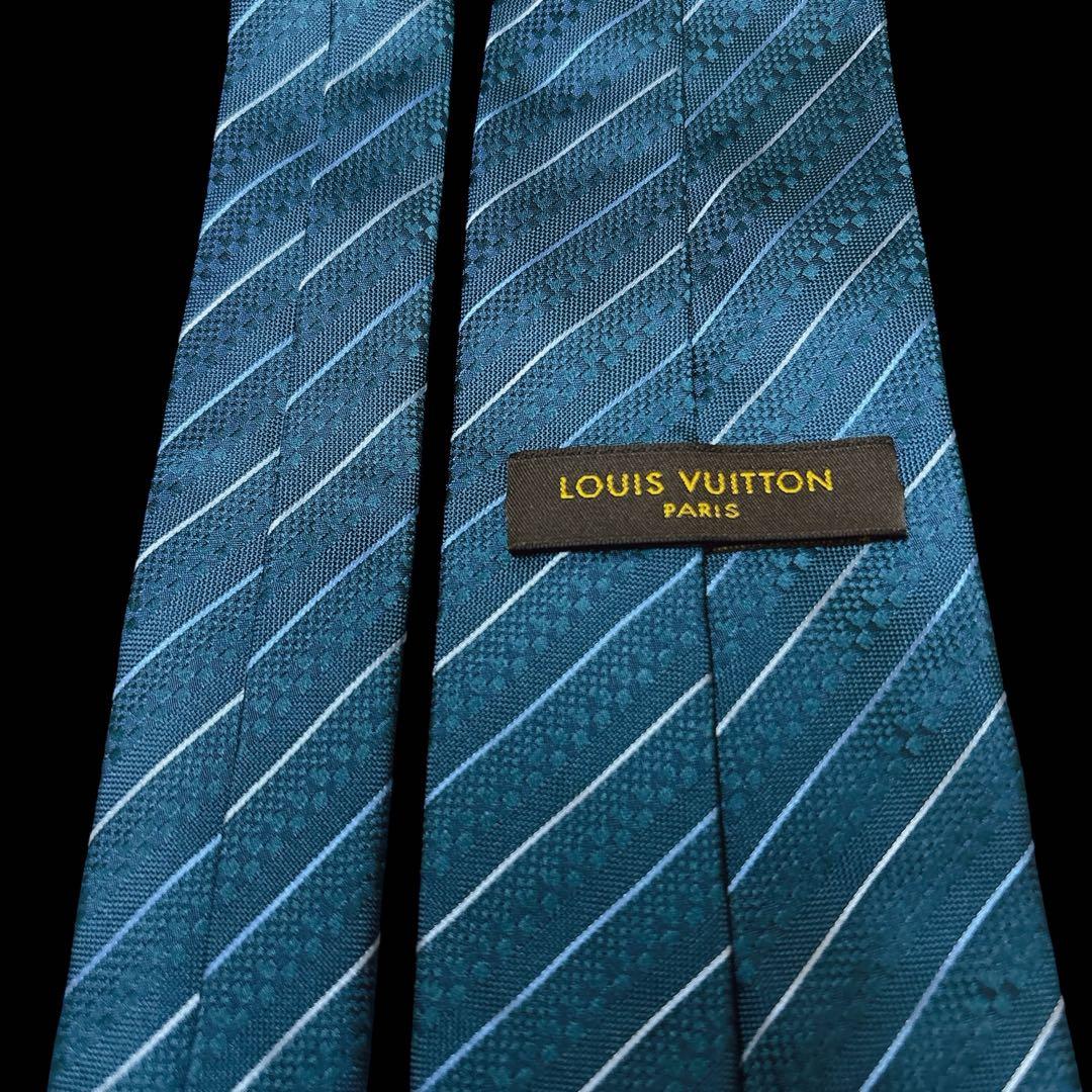 極美品 ルイヴィトン ネクタイ モノグラム マイクロダミエ ストライプス
