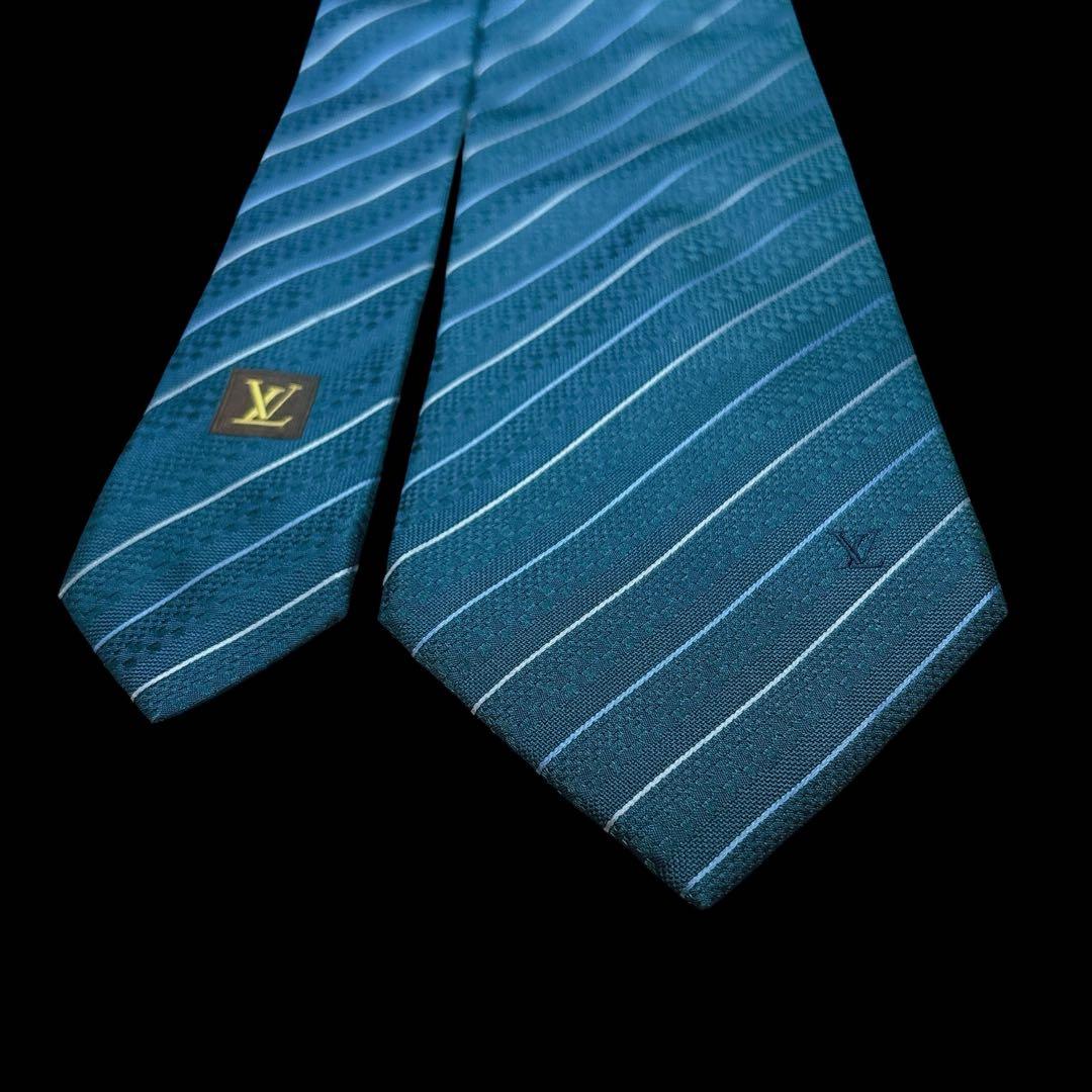 極美品 ルイヴィトン ネクタイ モノグラム マイクロダミエ ストライプス