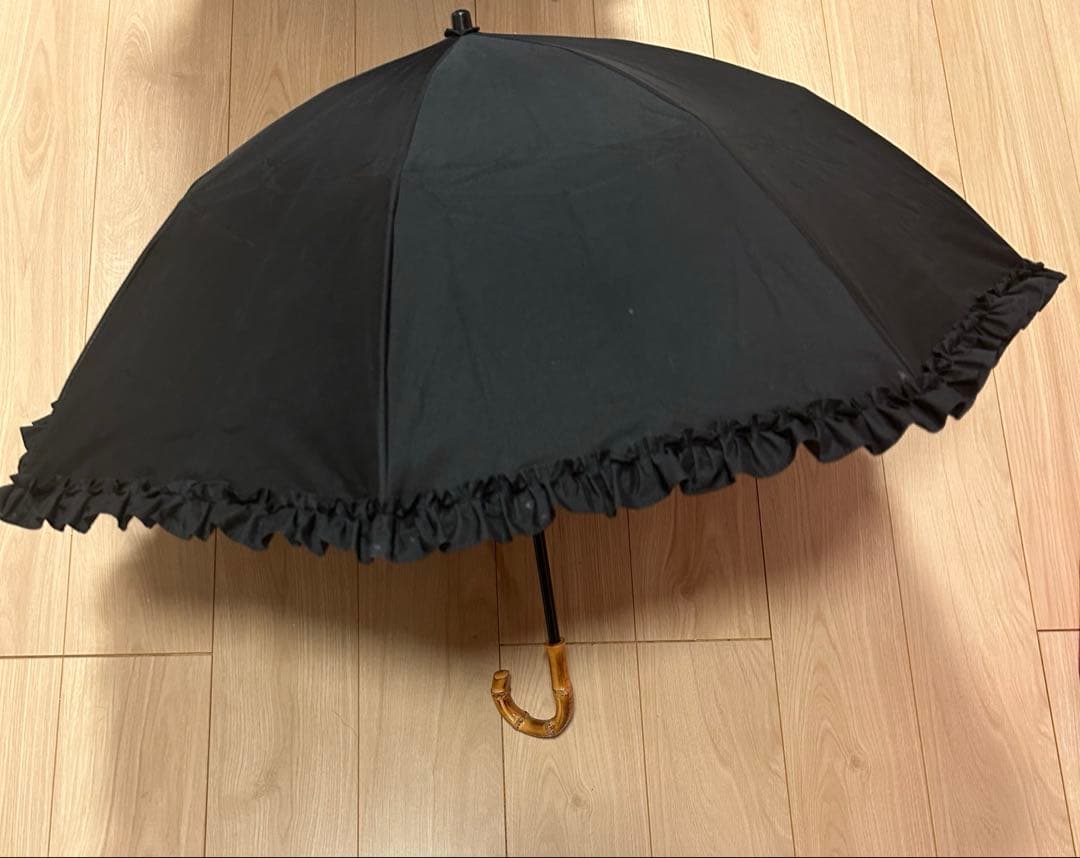 芦屋ロサブラン　黒色　フリル日傘
